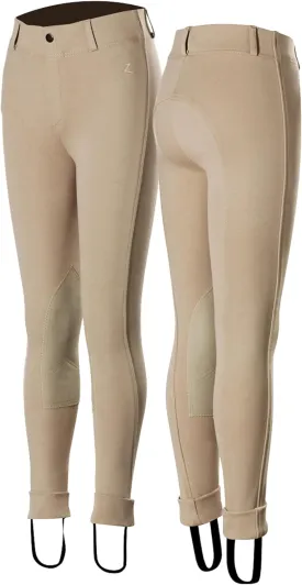 HORZE Nora Girls Riding Pants with Leather Knee Patch | Kids Equestrian Girls Jodhpurs Breeches | Size Chart in Images