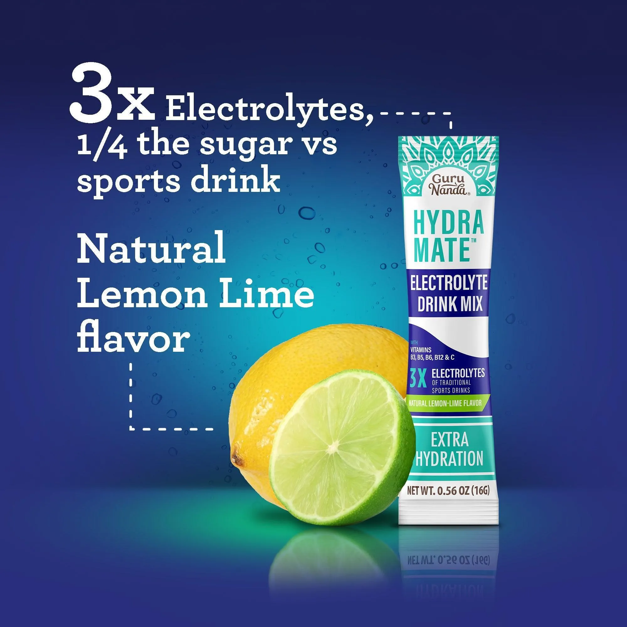 Hydramate  Hydration Electrolyte Drink Mix, Lemon Lime - 48 Count