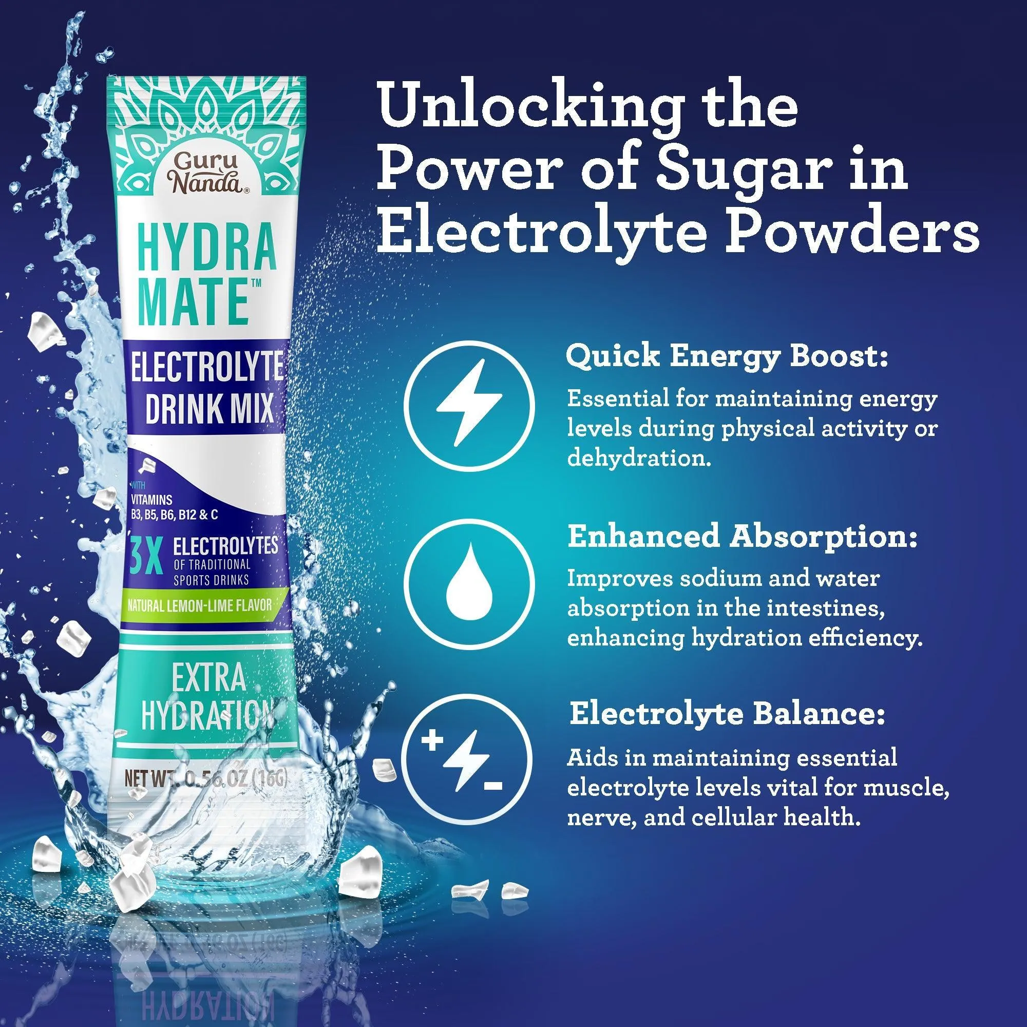 Hydramate  Hydration Electrolyte Drink Mix, Lemon Lime - 48 Count