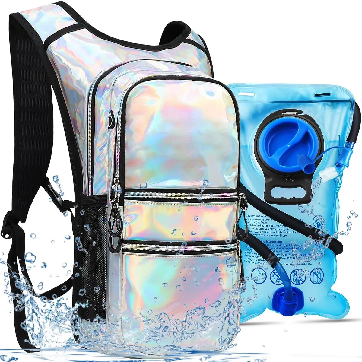 Hydration Pack, Water Backpack with 3L Hydration Bladder Lightweight Insulation, Festival Essential, Rave Hydration Backpack, Hydropack Backpack for Rave, Hiking, Biking, Running, Festival Gear