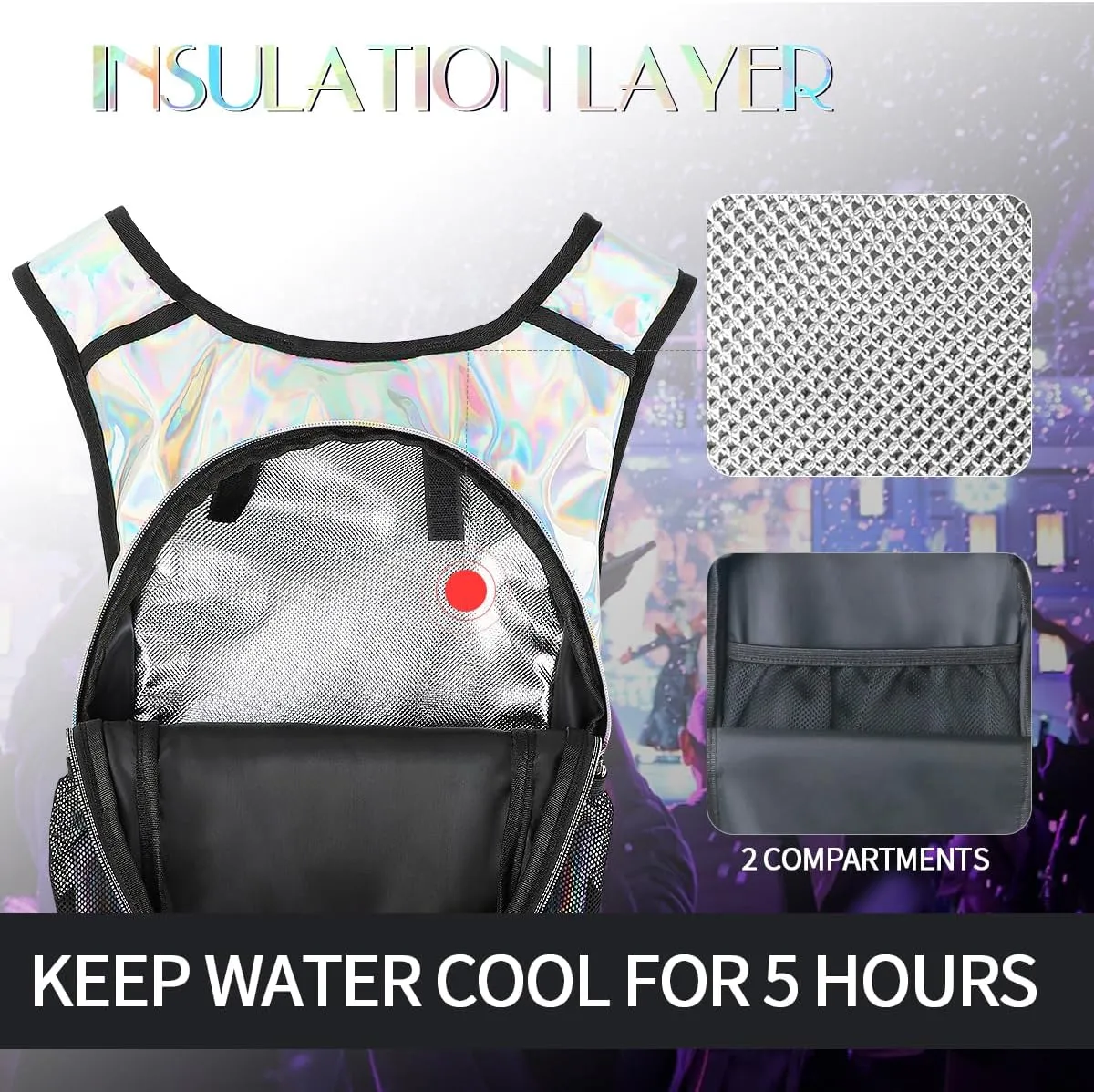 Hydration Pack, Water Backpack with 3L Hydration Bladder Lightweight Insulation, Festival Essential, Rave Hydration Backpack, Hydropack Backpack for Rave, Hiking, Biking, Running, Festival Gear