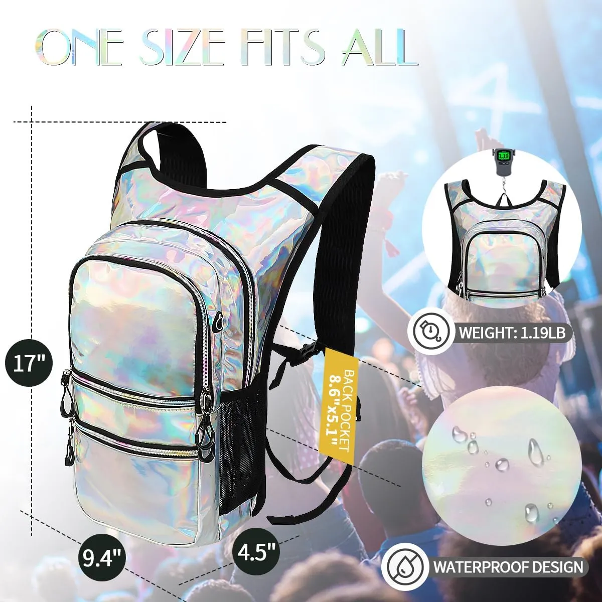 Hydration Pack, Water Backpack with 3L Hydration Bladder Lightweight Insulation, Festival Essential, Rave Hydration Backpack, Hydropack Backpack for Rave, Hiking, Biking, Running, Festival Gear