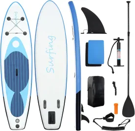 Inflatable Stand Up Paddle Boards with Premium PVC Paddle Board with Carry Bag Board Accessories, Wide Stable Design, Non-Slip Comfort Deck for Youth & Adults Blue