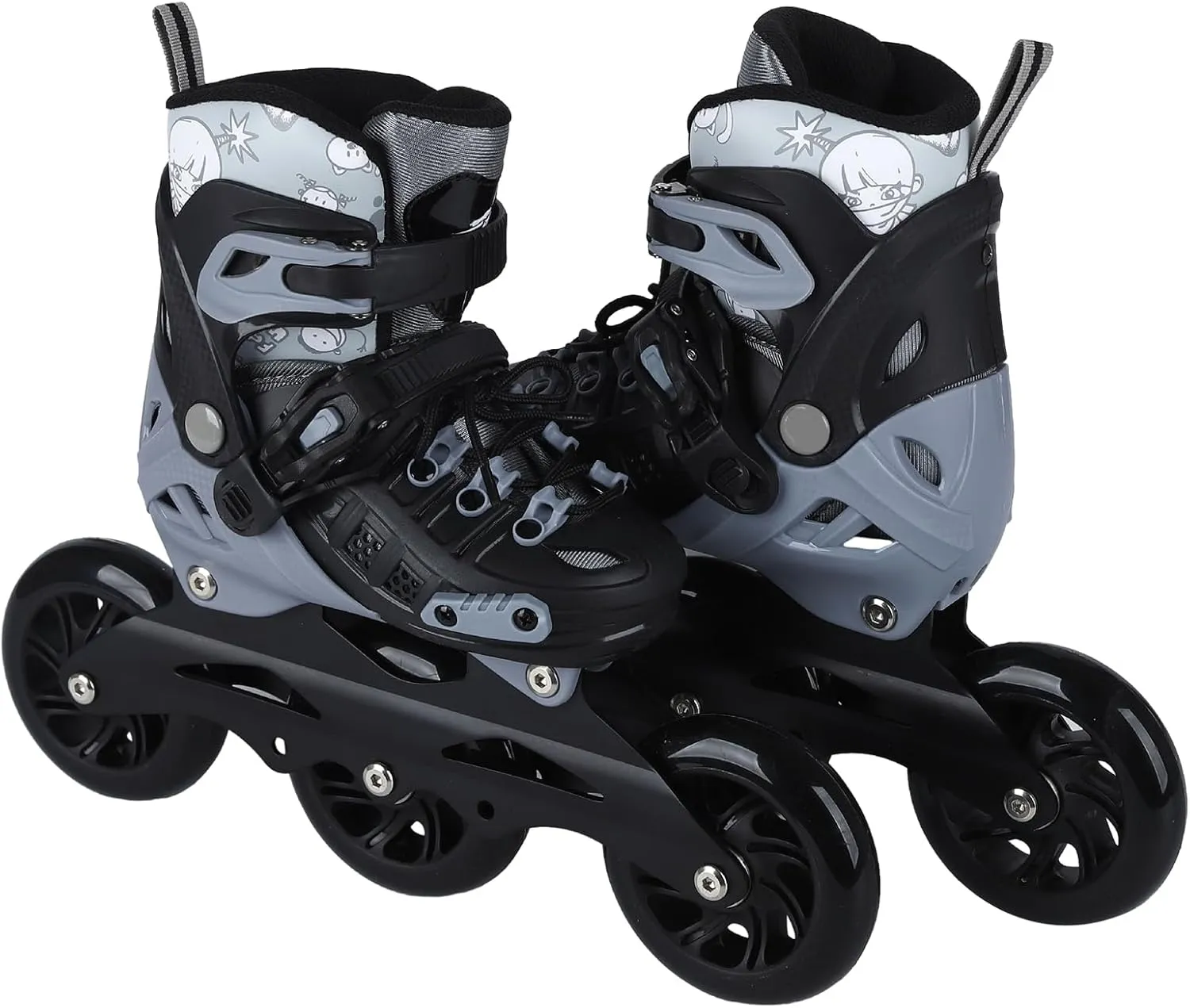 Inline Skates, 3 Wheels 100mm | 4 Sizes Adjustable Inline Speed Skates for Kids, Boys, Girls, Teens - Professional Outdoor Fitness Performance Inline Skates