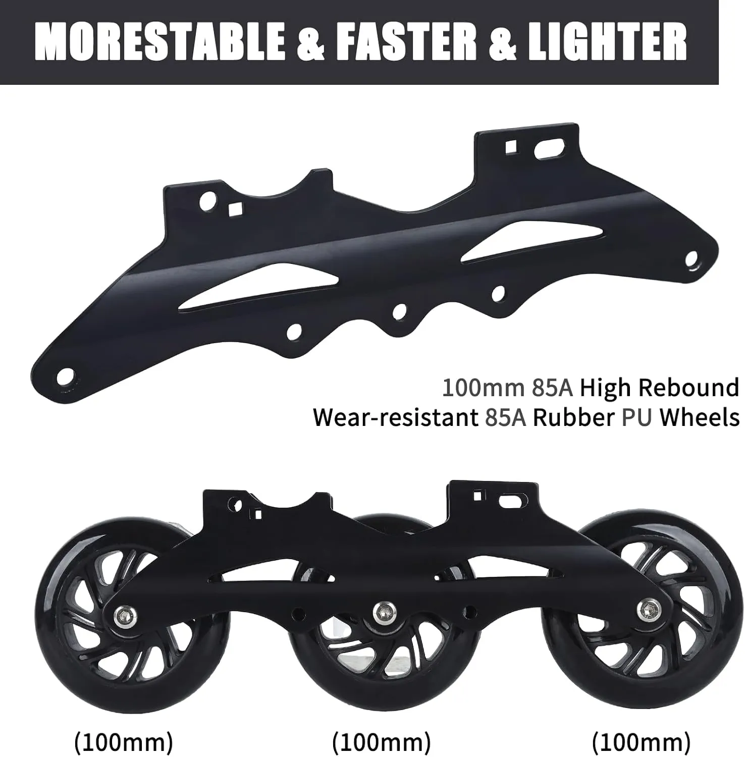 Inline Skates, 3 Wheels 100mm | 4 Sizes Adjustable Inline Speed Skates for Kids, Boys, Girls, Teens - Professional Outdoor Fitness Performance Inline Skates