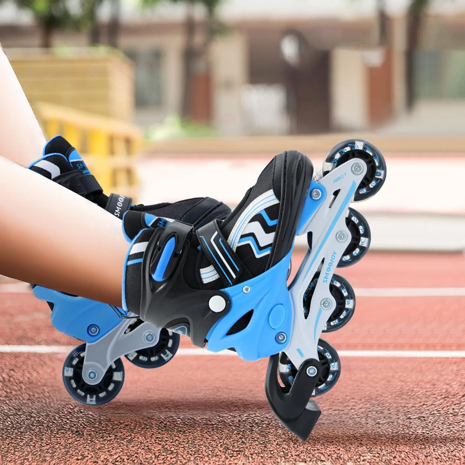 Inline Skates for Kids 4 Size Adjustable Light-Up Wheels Aluminum Frame Black Rose Red Blade Skate for Boys and Girls S, M, L Sizes, Ages 5-8, 6-12, for Beginners Indoors and Outdoors