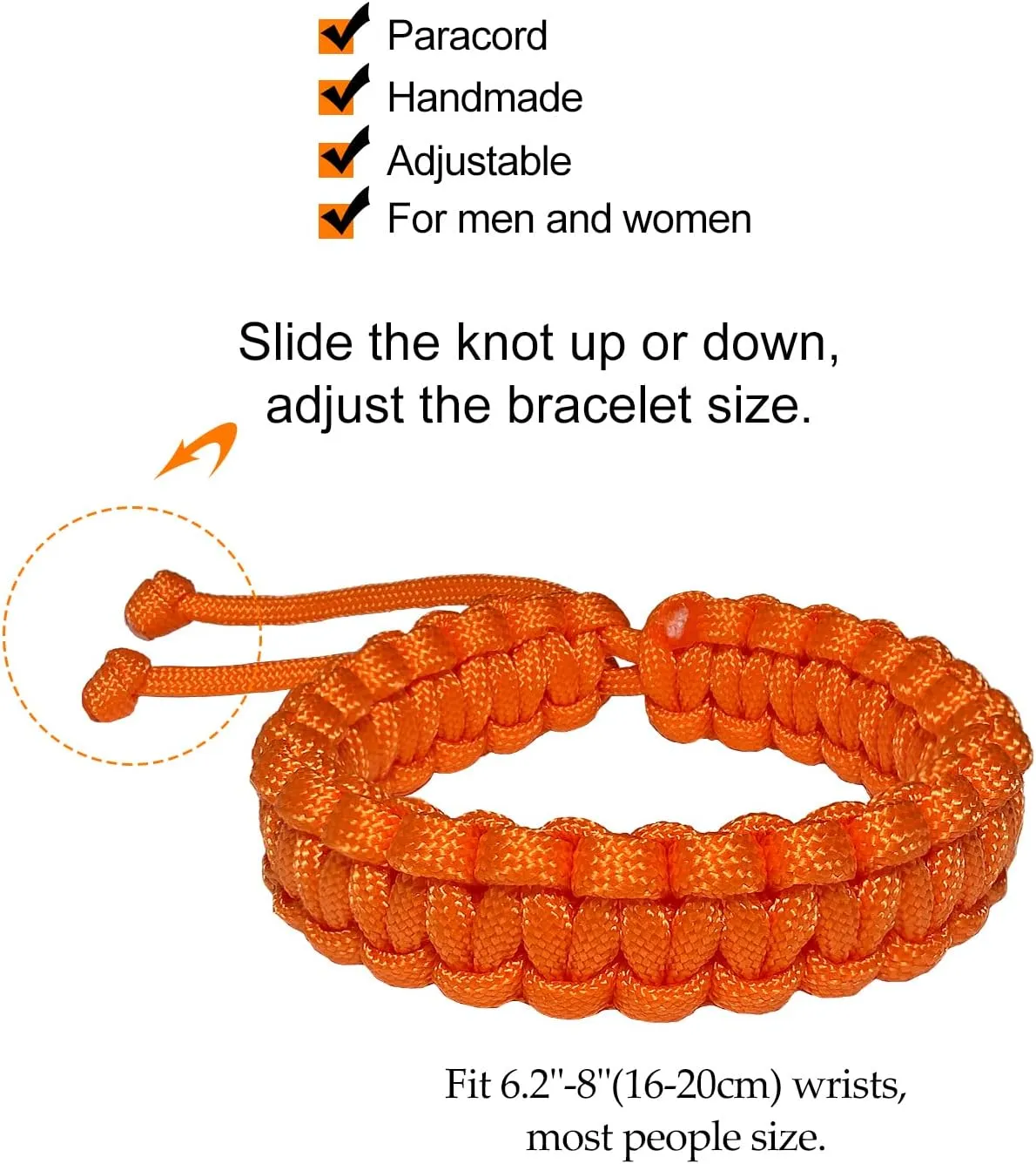 Jewever Paracord Survival Bracelets Braided Paracord Handmade Rope for Couples Men Women Adjustable Size(Set of 2)
