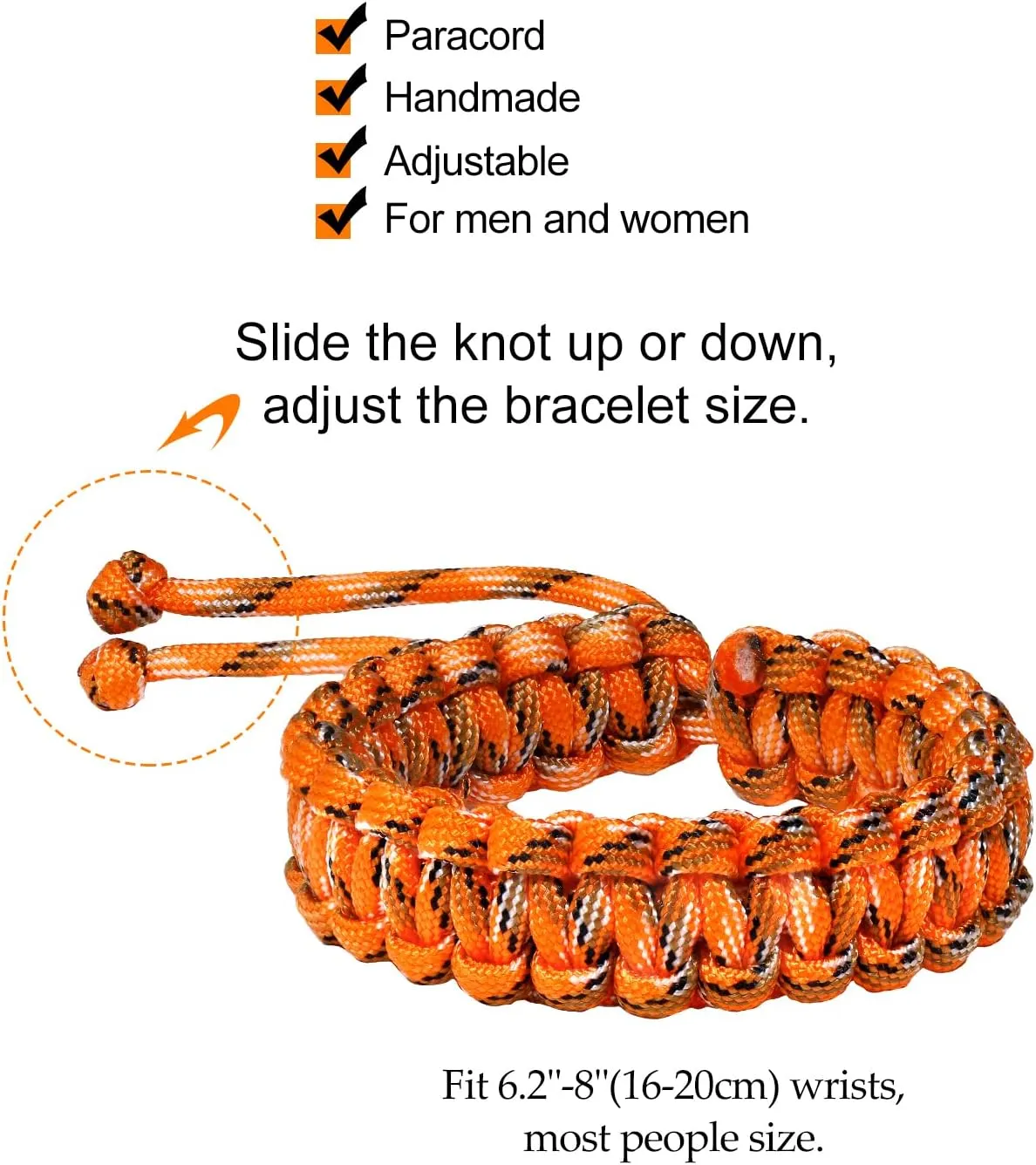 Jewever Paracord Survival Bracelets Braided Paracord Handmade Rope for Couples Men Women Adjustable Size(Set of 2)