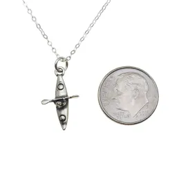 Kayak Necklace, .925 Sterling Silver, Water Sports Gift, Kayak Paddle Necklace, Kayaking Gifts for Women, Gifts for Kayakers, Silver Jewelry