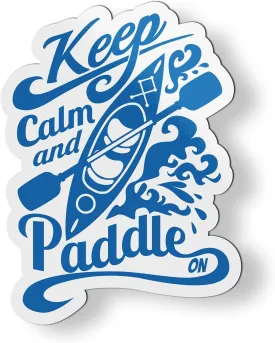Keep Calm and Paddle On Kayaking Kayak Magnet for Car Fridge Locker Metal Door - 3.5"