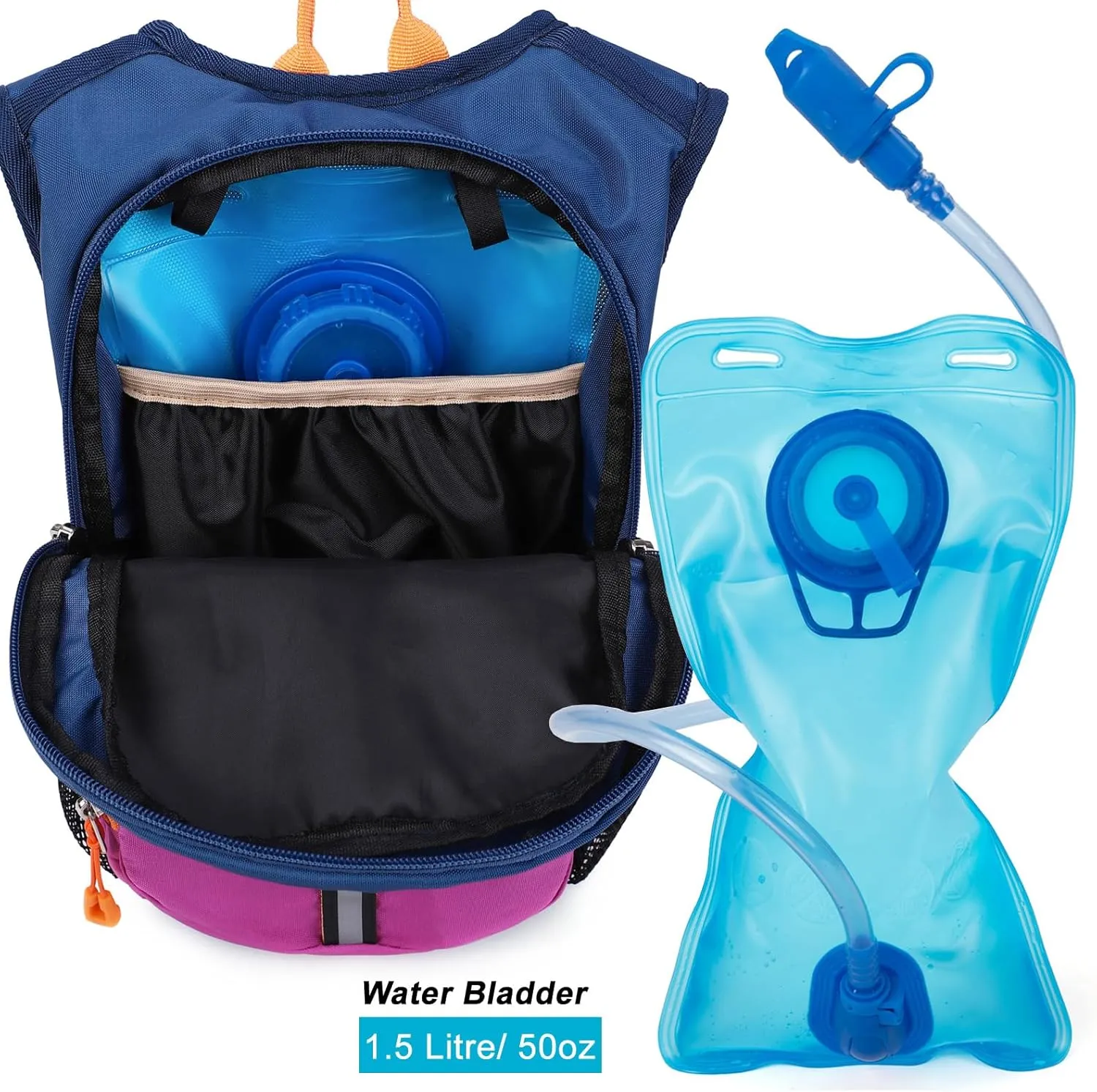 Kids Hydration Backpack, Hiking Backpack for Boys or Girls with 1.5L Water Bladder