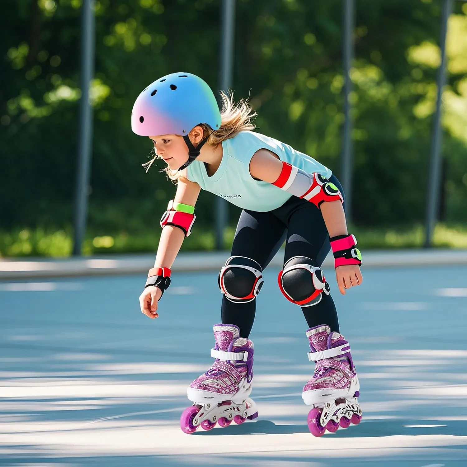 Kids Inline Skates for Girls Boys Beginners Adjustable, All 8 Wheels Illuminating