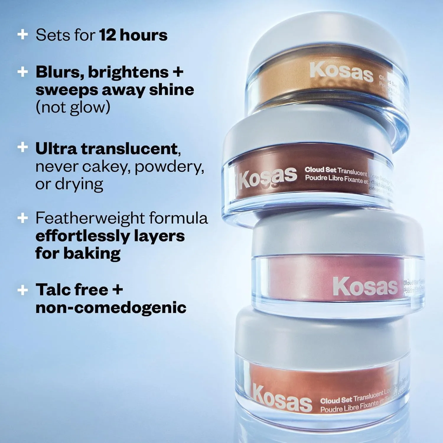 Kosas Cloud Set Loose Powder  Translucent Setting   Blurring Talc-Free Face Powder in Translucent Candy (Ultra Sheer Pink)