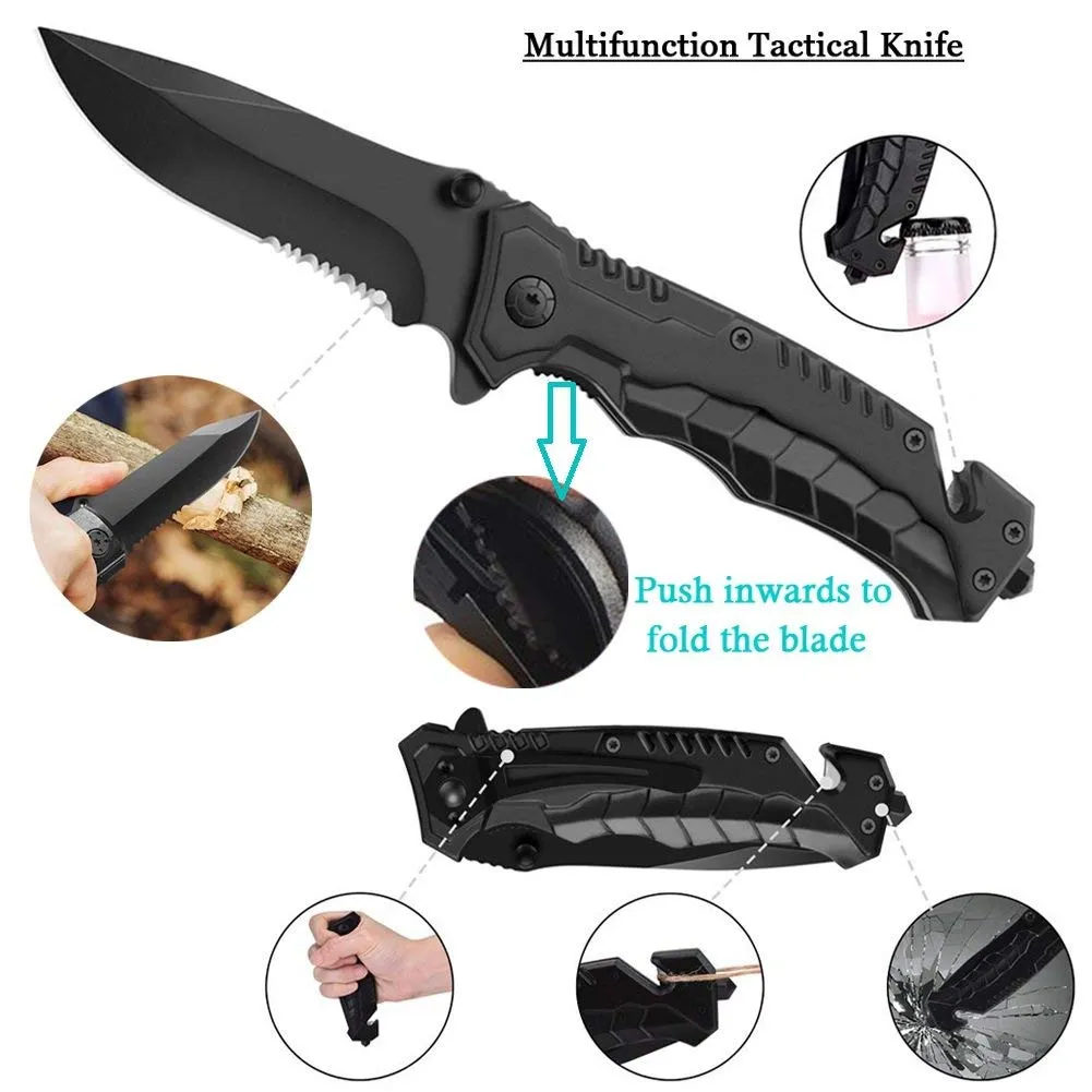 Lanqi Gifts for Men, Emergency Survival kit 14 in 1, Survival Gear, Tactical Survival Tool for Cars, Camping, Hiking, Hunting, Fishing (Survival kit 3)
