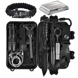 Lanqi Gifts for Men, Emergency Survival kit 14 in 1, Survival Gear, Tactical Survival Tool for Cars, Camping, Hiking, Hunting, Fishing (Survival kit 3)