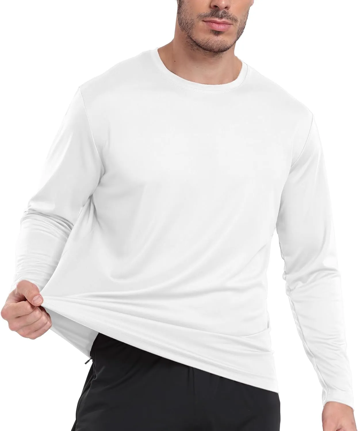 Long Sleeve Shirts for Men Moisture Wicking Mens Tee Shirts Workout Sun Protection T Shirt for Running