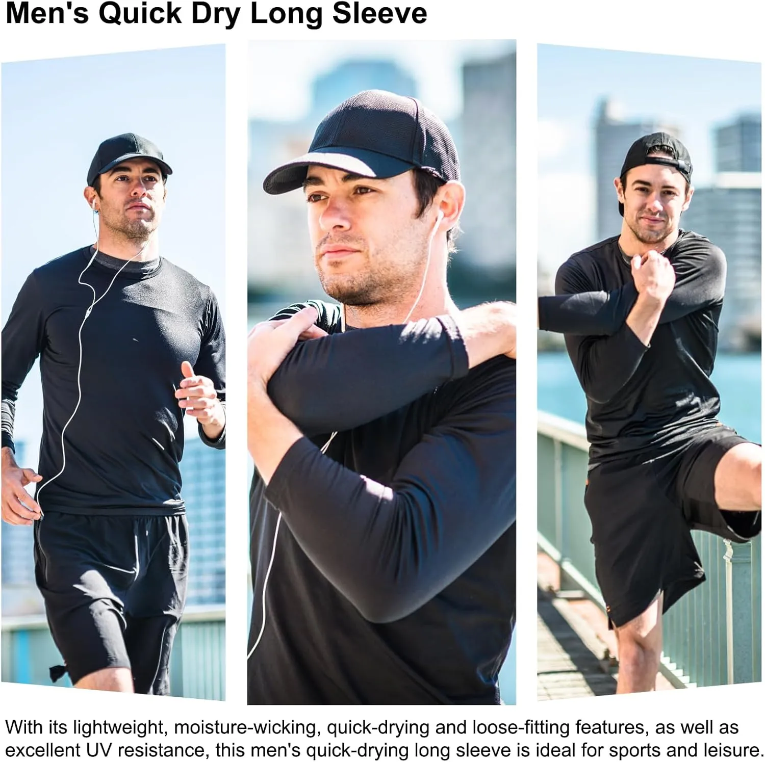 Long Sleeve Shirts for Men Moisture Wicking Mens Tee Shirts Workout Sun Protection T Shirt for Running