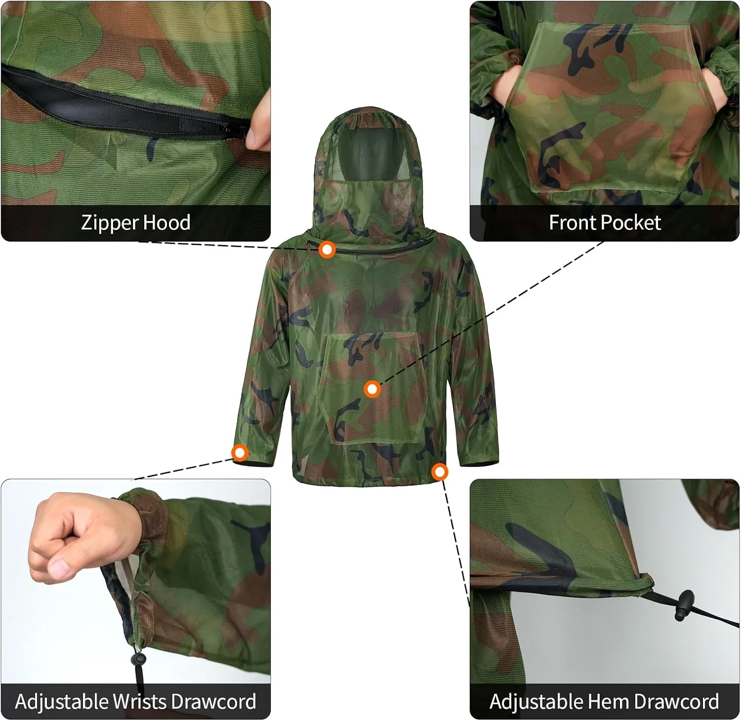 LOOGU Mosquito Suits, Net Bug Pants & Jacket Hood Sets - Ultra-fine Mesh - With Fishing, Hiking, Camping and Gardening
