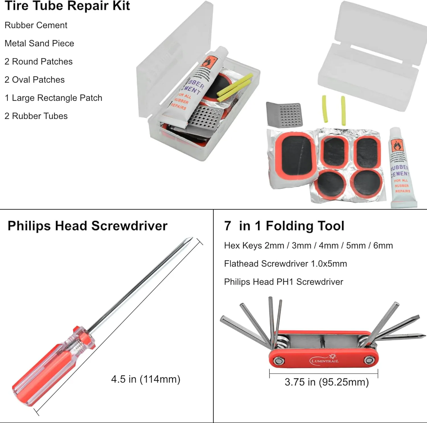 Lumintrail 42 Piece Mountain, Dirt, and Road Bike Repair Tools Kits - Bicycle Maintenance Tool Kit Set with Storage Case