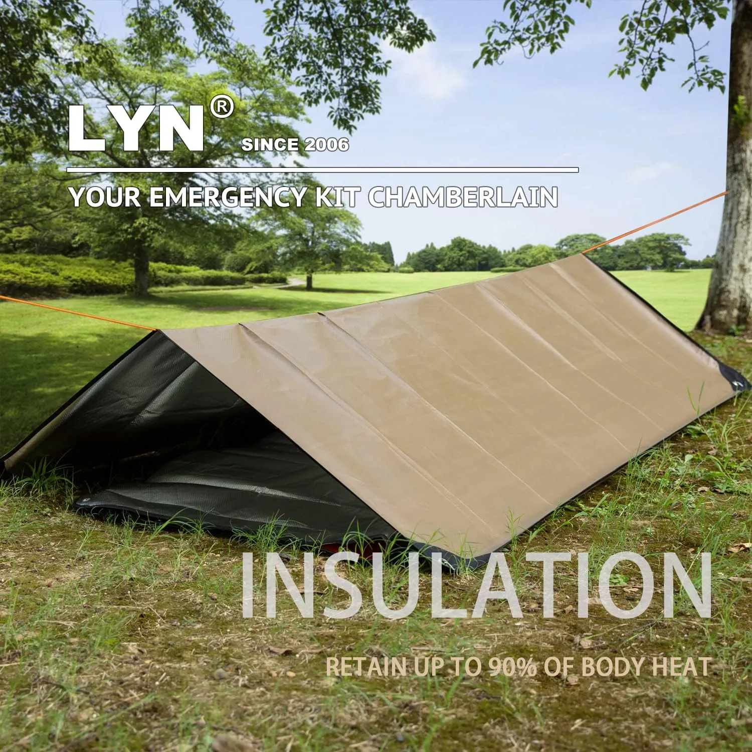 LYN Heavy Duty Emergency Blanket Survival Gear Waterproof Insulated Blanket Emergency Tarp for Camping, Hiking, Bushcraft