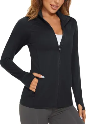 MAGCOMSEN Women's UPF 50  Lightweight Athletic Jacket Sun Protection Full Zip Long Sleeve Shirts Hiking Outdoor Pockets