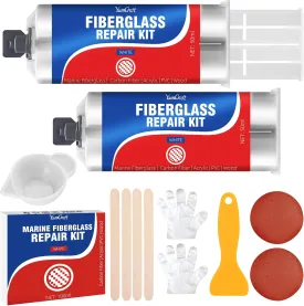 Marine Fiberglass Boat Repair Kit, 100ml Gel Coat Repair Kit for Boats, Fiberglass Repair Kit for Boats, Epoxy Resin Glue Filler Fix Scratch, Crack, Hole, Pit, Suitable for Porcelain Acrylic(White)