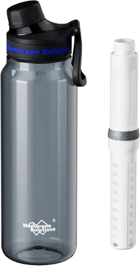 Membrane Solutions C3 Filtered Water Bottle, 36oz BPA-Free Bottle with Replaceable ACF UF Filter Cartridge, Portable Water Filter, Travel, Hiking & Camping for Clean Drinking Water Anywhere