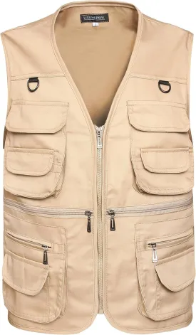 Mens Fishing Vest Summer Outdoor Work Safari Travel Photo Vest with Multi Pockets