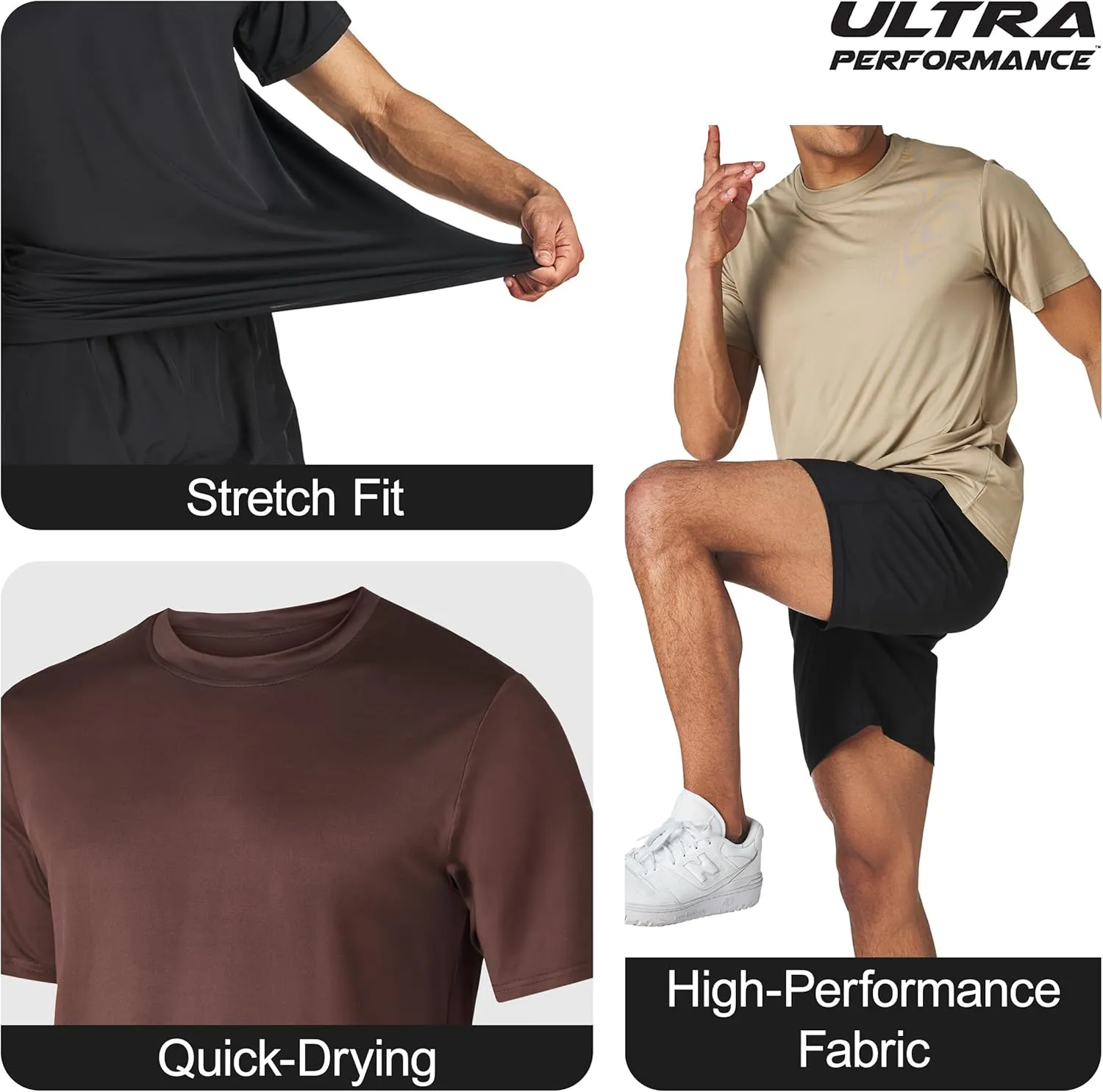 Mens Workout Short Sleeve Athletic Gym T-Shirts 3 Pack Mens Dry Fit Running Shirt Moisture Wicking Active Crew Tees for Men