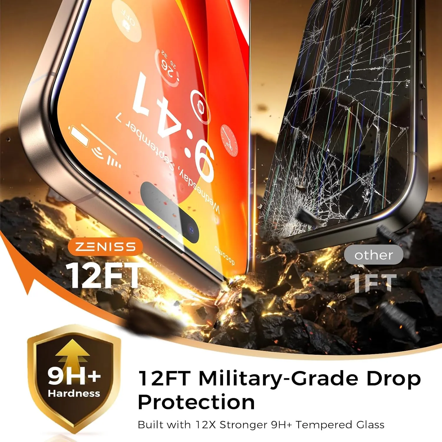 NeverBreak 9H  Hardness for iPhone 16 Pro Screen Protector 12FT Military Grade Protection (Scratch, Shatter, Drop Resistance) 16Pro Tempered Glass Full Edge Coverage Case Friendly 6.3" 2 Pack
