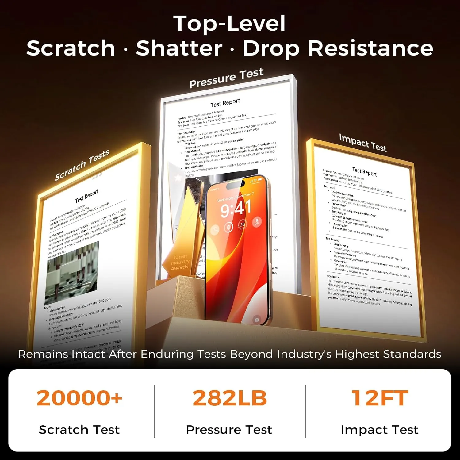 NeverBreak 9H  Hardness for iPhone 16 Pro Screen Protector 12FT Military Grade Protection (Scratch, Shatter, Drop Resistance) 16Pro Tempered Glass Full Edge Coverage Case Friendly 6.3" 2 Pack