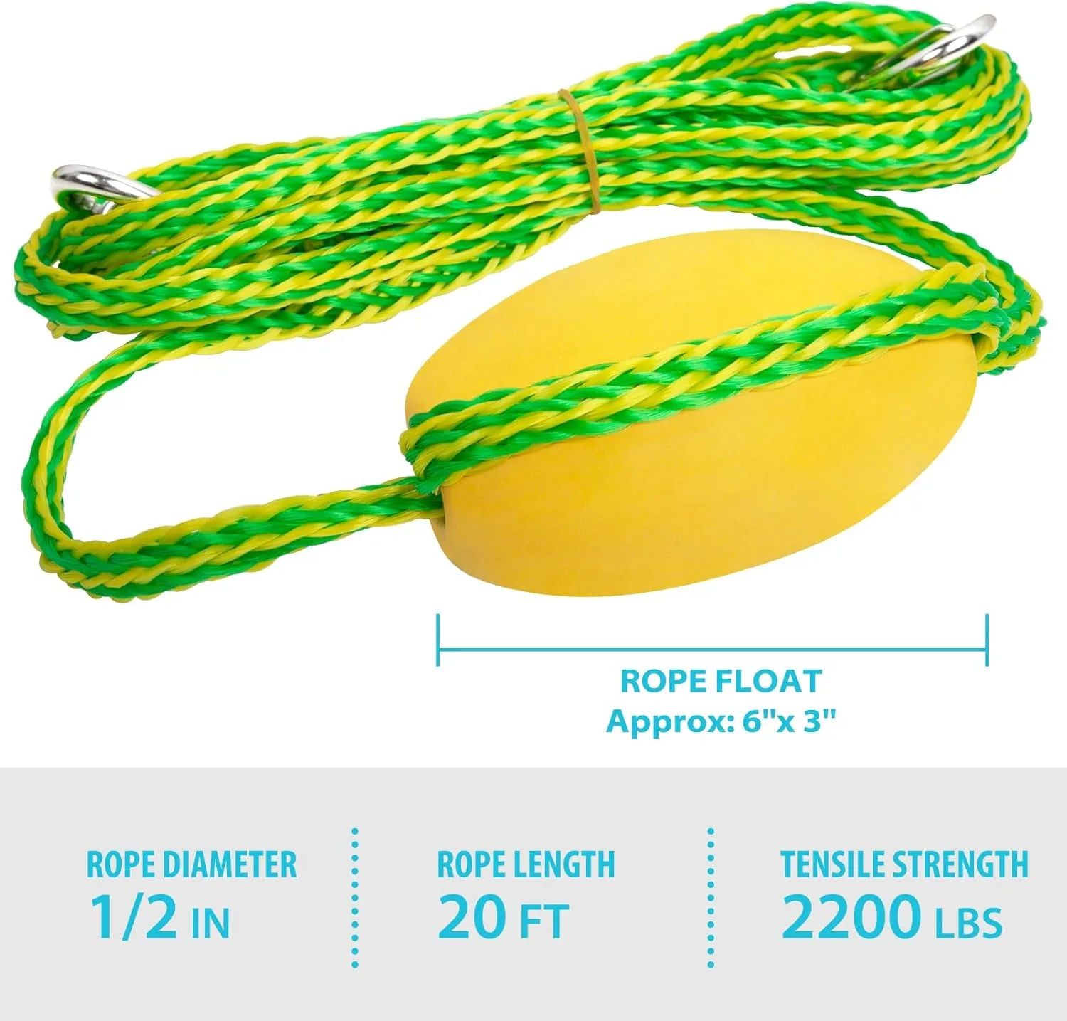 Obcursco Kayak Tow Line,Drift Sock Anchor Rope for Fishing Boat,Buoy Float Docks for Lake Jet Ski Boat Accessories (12-20FT)