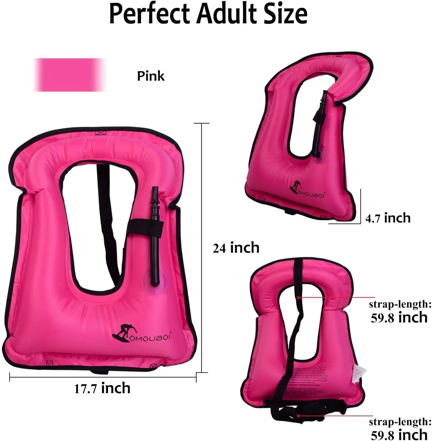 OMOUBOI Inflatable Snorkel Vest Kayak Swim Vest for Adults Snorkel Vests Inflatable Buoyancy Jacket Portable Diving Jackets Swimming Vests for Snorkeling Water Sports Beginner Adults-Only (96-220 lbs)