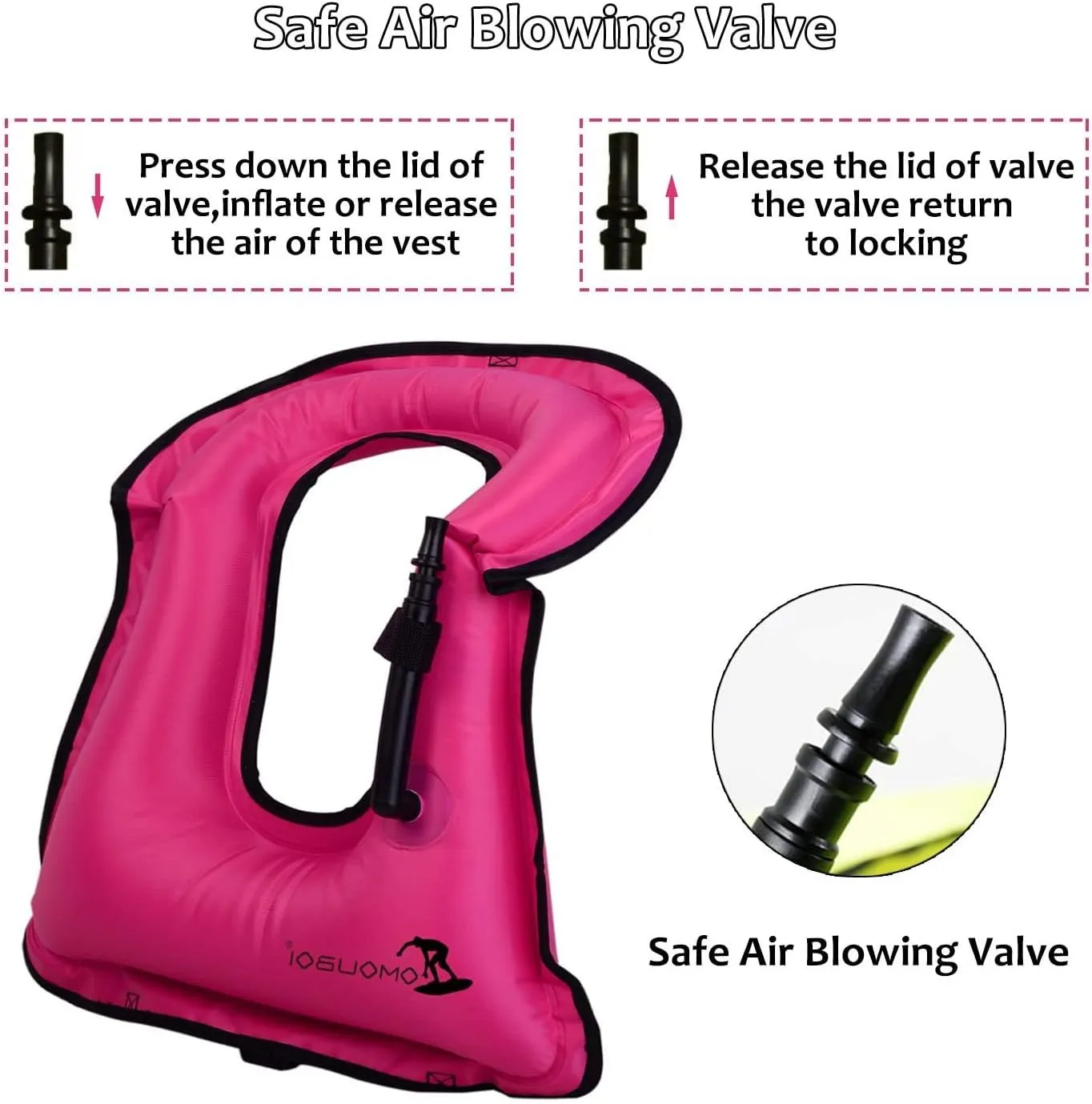 OMOUBOI Inflatable Snorkel Vest Kayak Swim Vest for Adults Snorkel Vests Inflatable Buoyancy Jacket Portable Diving Jackets Swimming Vests for Snorkeling Water Sports Beginner Adults-Only (96-220 lbs)