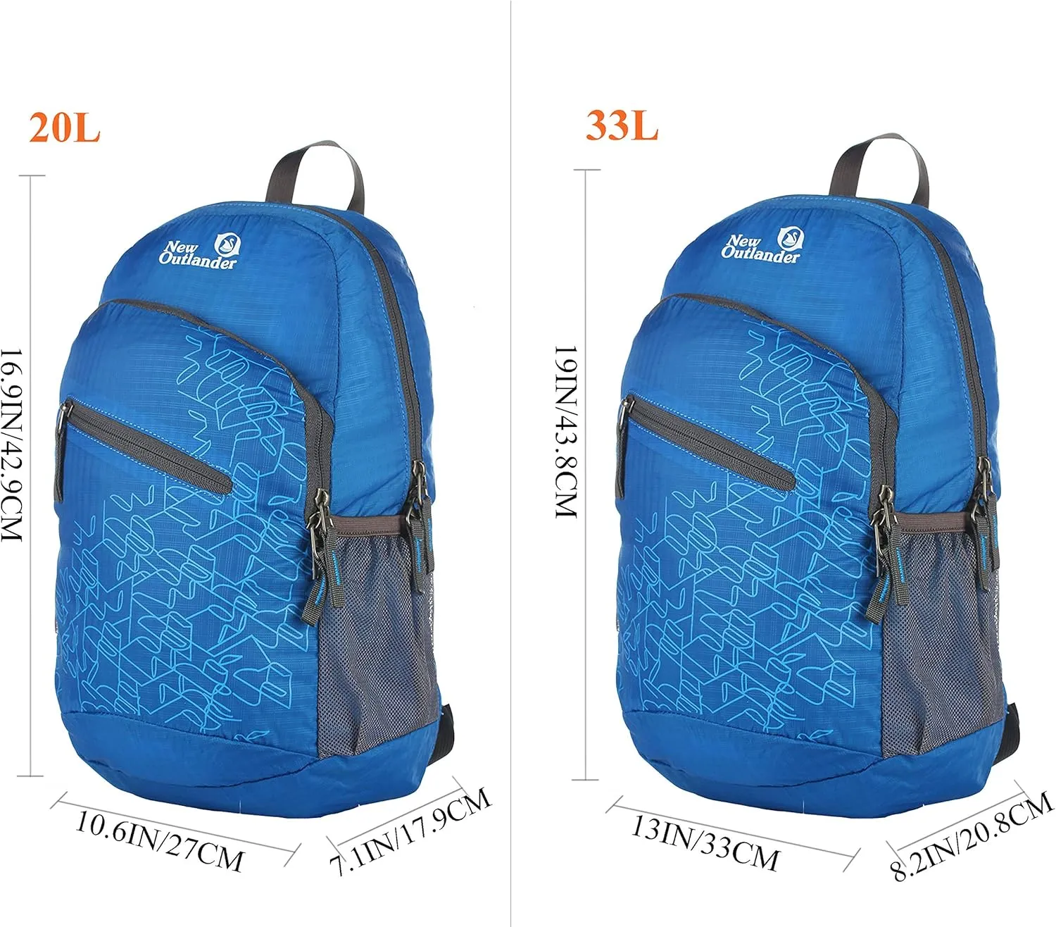 Outlander Packable Handy Lightweight Travel Hiking Backpack Daypack-Dark Blue
