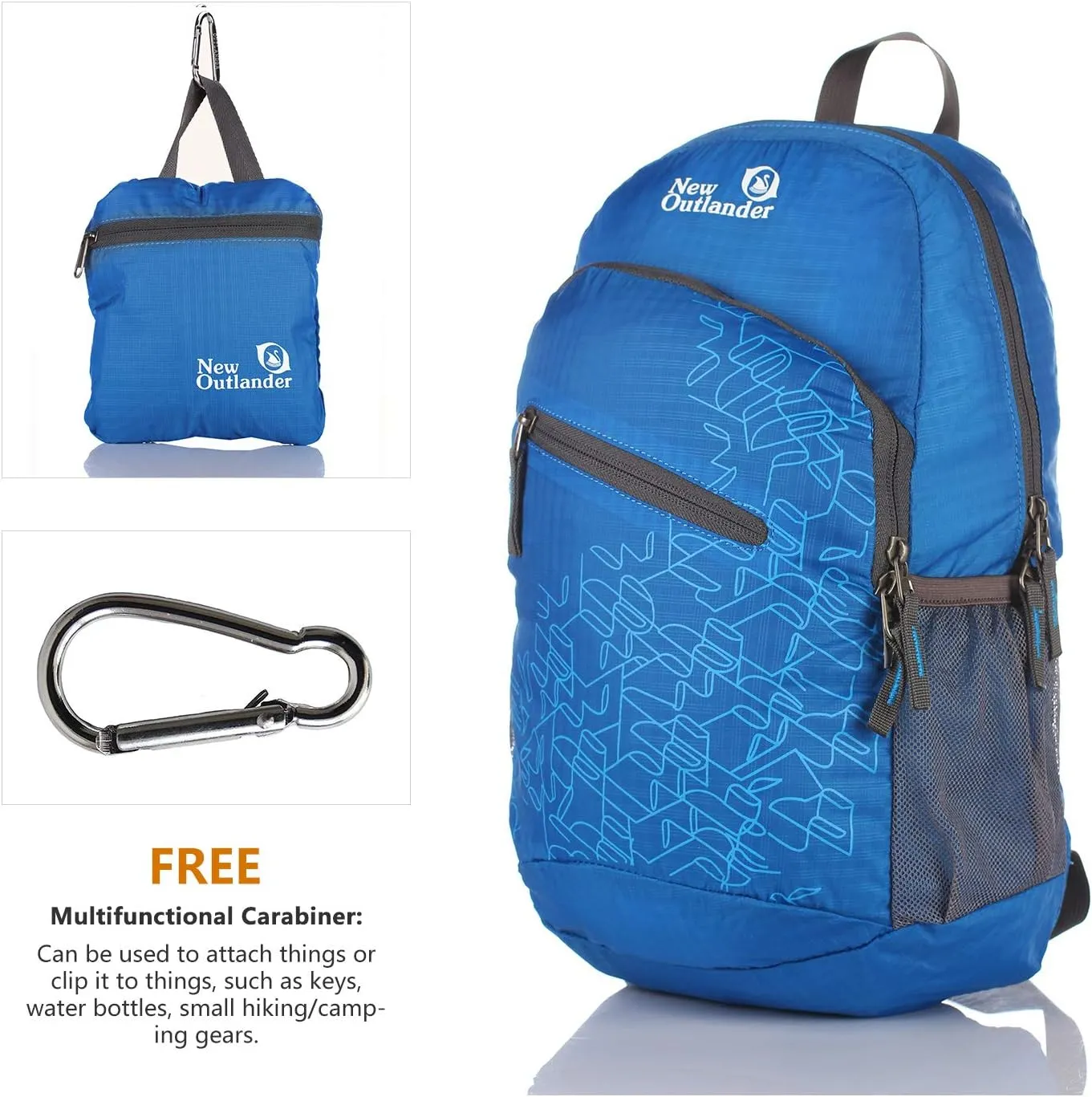 Outlander Packable Handy Lightweight Travel Hiking Backpack Daypack-Dark Blue