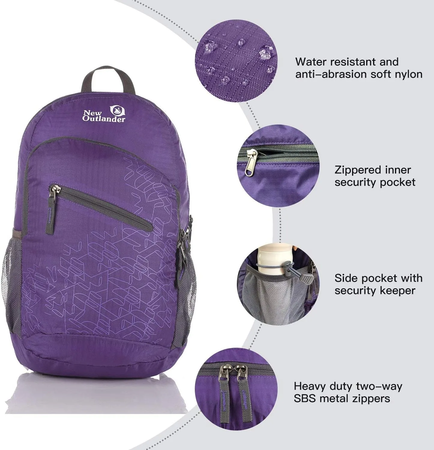 Outlander Packable Handy Lightweight Travel Hiking Backpack Daypack