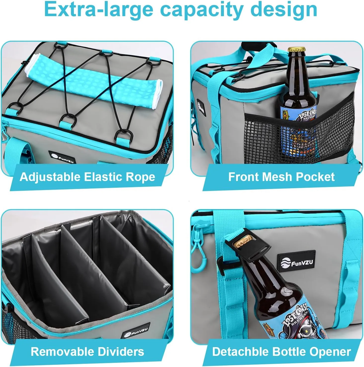 Paddle Board Cooler, Waterproof SUP Cooler Bag with TPU Zipper, Durable PVC Material, 26L Capacity Fits 42 Cans, Paddle Board Accessories for Stand-Up Paddleboard, Beach, Camping, Kayaking