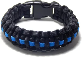 Paracord Survival Bracelet Black Thin Blue Line Police Tactical Paracord