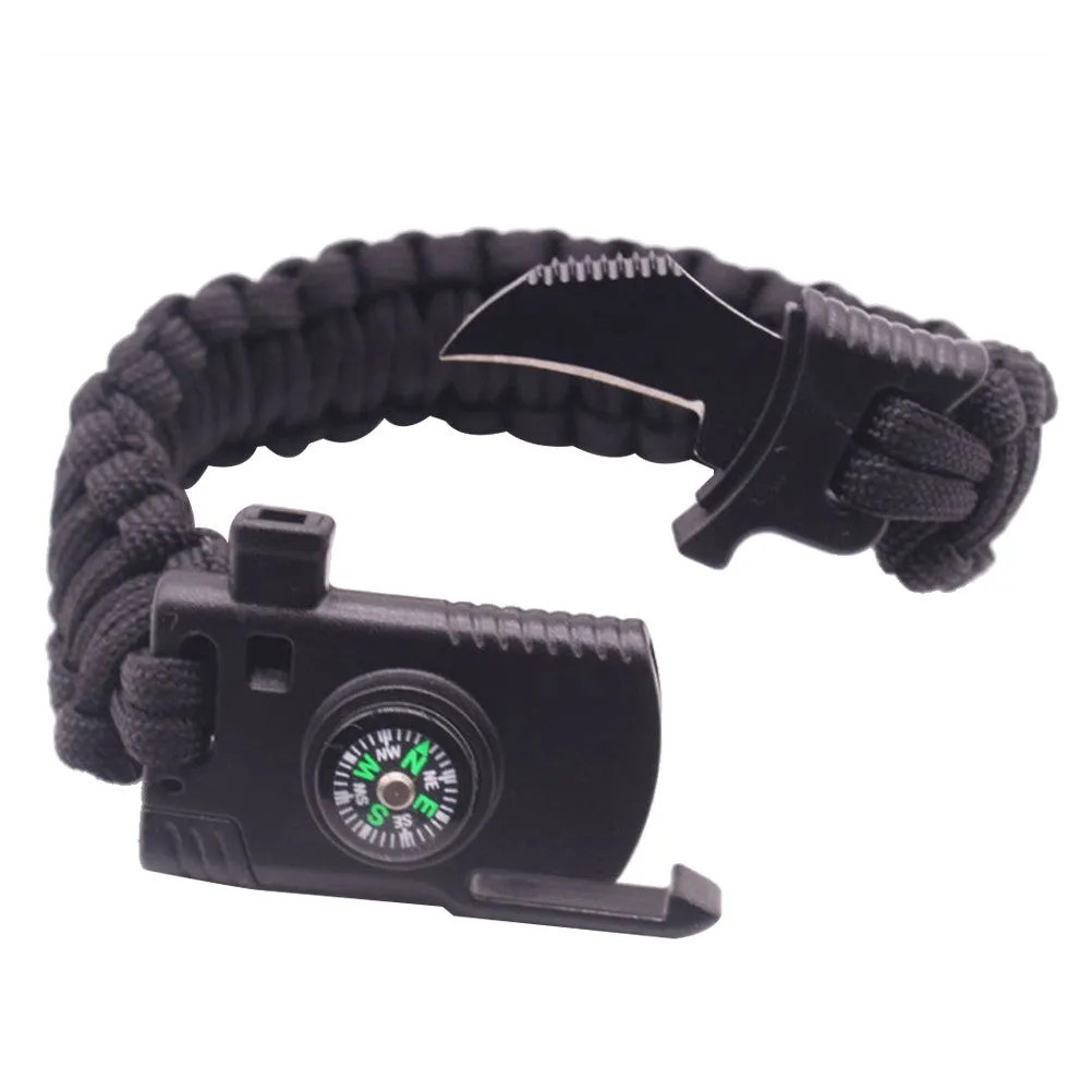 Paracord Tactical Bracelet Whistle Compass Fire Starter Knife
