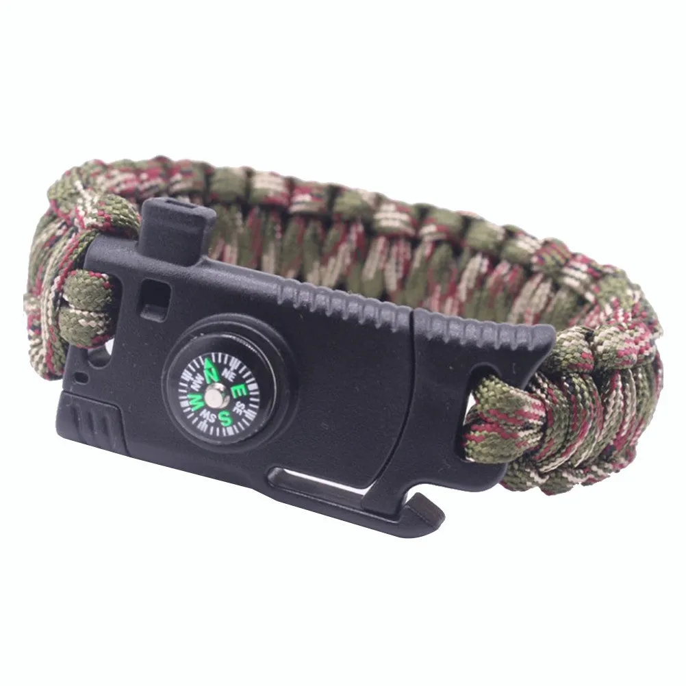 Paracord Tactical Bracelet Whistle Compass Fire Starter Knife