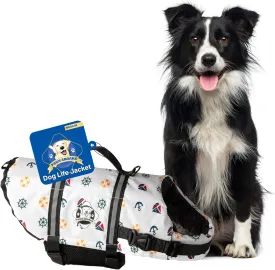 Paws Aboard Dog Life Jacket - Keep Your Canine Safe with a Neoprene Life Vest for Swimming and Boating - Available in Different Sizes, Color and Design to Choose - Nautical Dog, Medium