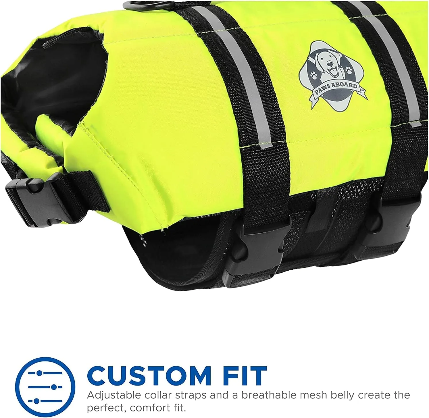 Paws Aboard Dog Life Jacket - Keep Your Canine Safe with a Neoprene Life Vest for Swimming and Boating - Available in Different Sizes, Color and Design to Choose - Neon Yellow, Medium