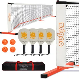 Pickleball Net Set for Driveway, 22FT Regulation Size Pickleball Net with Paddles Set of 4, Outdoor Pickleballs and Carry Bag for Driveway, Weather Resistance Strong Steel Frame