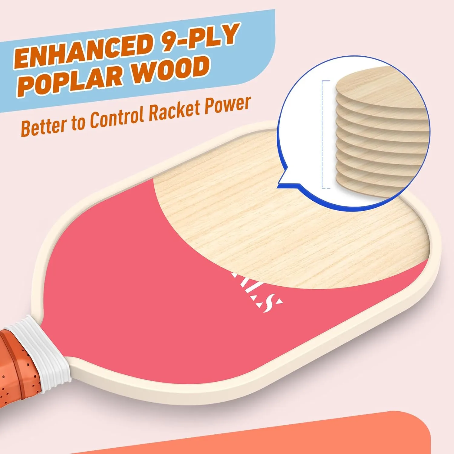 Pickleball Paddles Set of 4, USAPA Approved Premium Wood Pickleball Set with 4 Pickleball Balls and 1 Carry Bag Pickleball Rackets with Ergonomic Cushion Grip for Women Youth