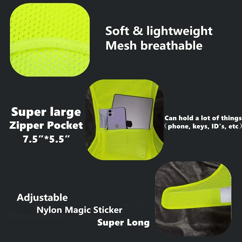 Reflective Vest Safety Running Gear with Pocket,High Visibility for Running,Biking,Walking,Women & Men