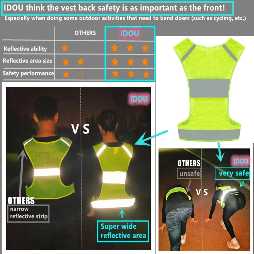 Reflective Vest Safety Running Gear with Pocket,High Visibility for Running,Biking,Walking,Women & Men