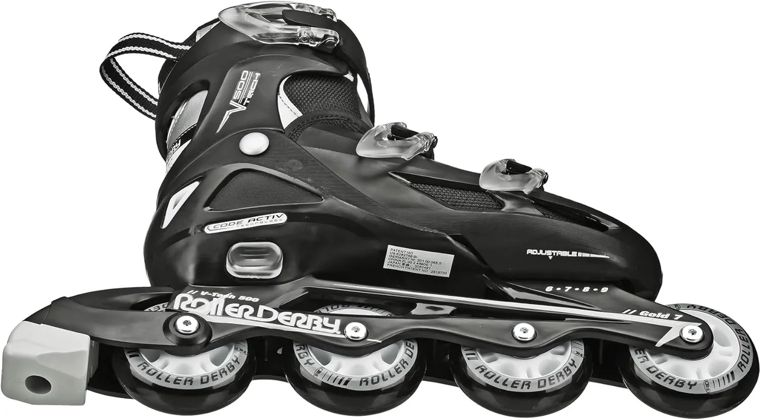 Roller Derby V-Tech 500 Adjustable Performance Inline Skates for Men, Women, Kids, Teens