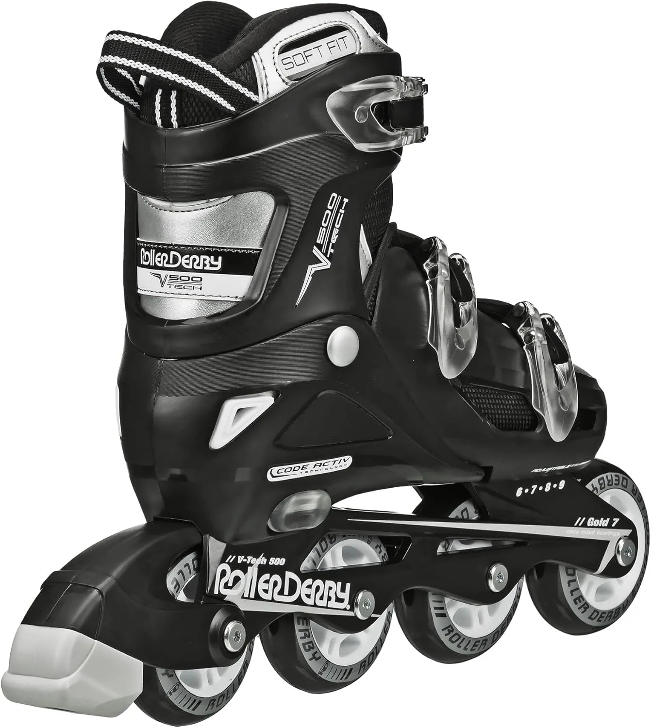 Roller Derby V-Tech 500 Adjustable Performance Inline Skates for Men, Women, Kids, Teens