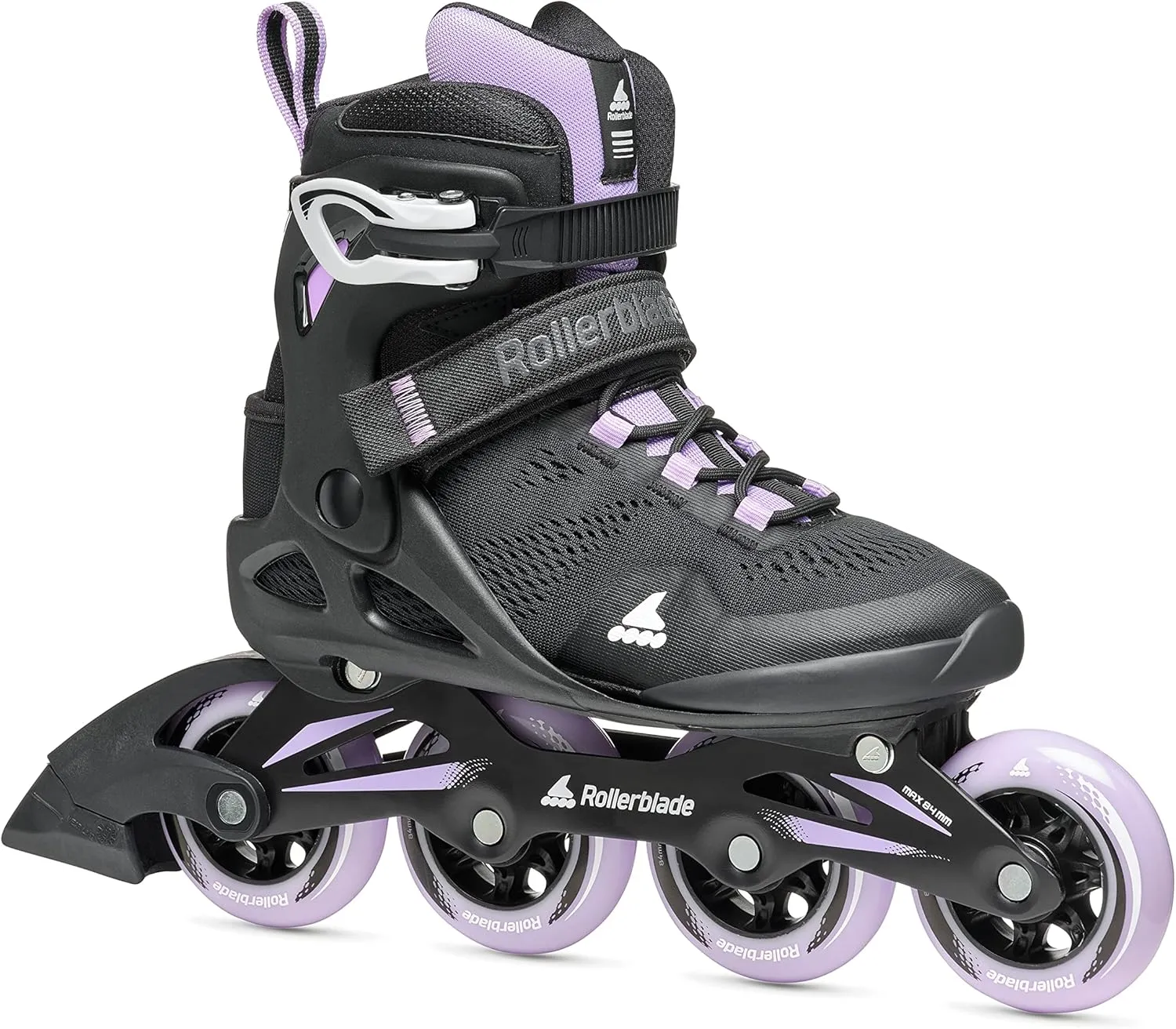 Rollerblade Macroblade 84 Women's Adult Fitness Inline Skate, Black & Lavender, Performance Inline Skates